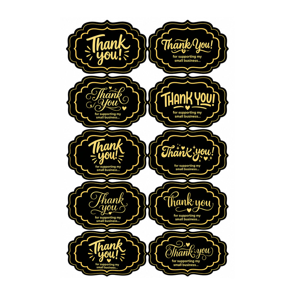 TPR242 Premium Self-Adhesive "Made With Love", "Baked With Love" & "Thank You" Stickers