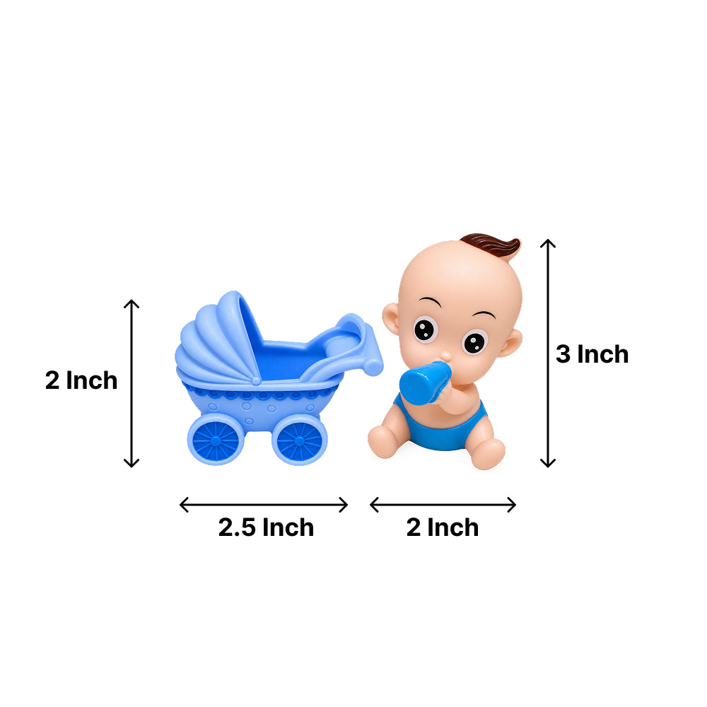 CTT076 Soft Plastic Baby Doll with Stroller Mini Toy Set (Boy & Girl)
