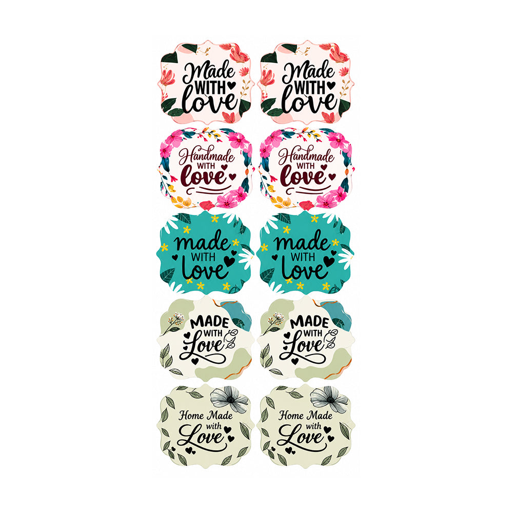 TPR242 Premium Self-Adhesive "Made With Love", "Baked With Love" & "Thank You" Stickers