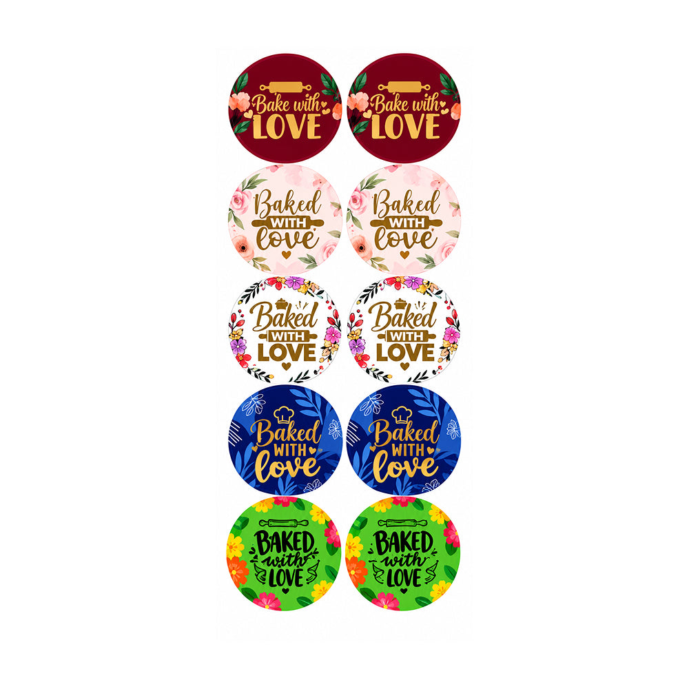 TPR242 Premium Self-Adhesive "Made With Love", "Baked With Love" & "Thank You" Stickers