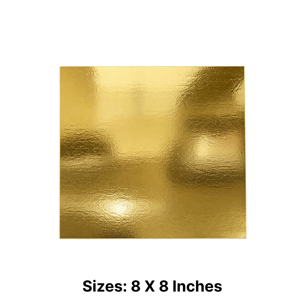 BT311 Square Cake Base – Heavy Premium Cardboard Cake Board with Gold Finish, 8x8, 10x10 & 12x12 Inch