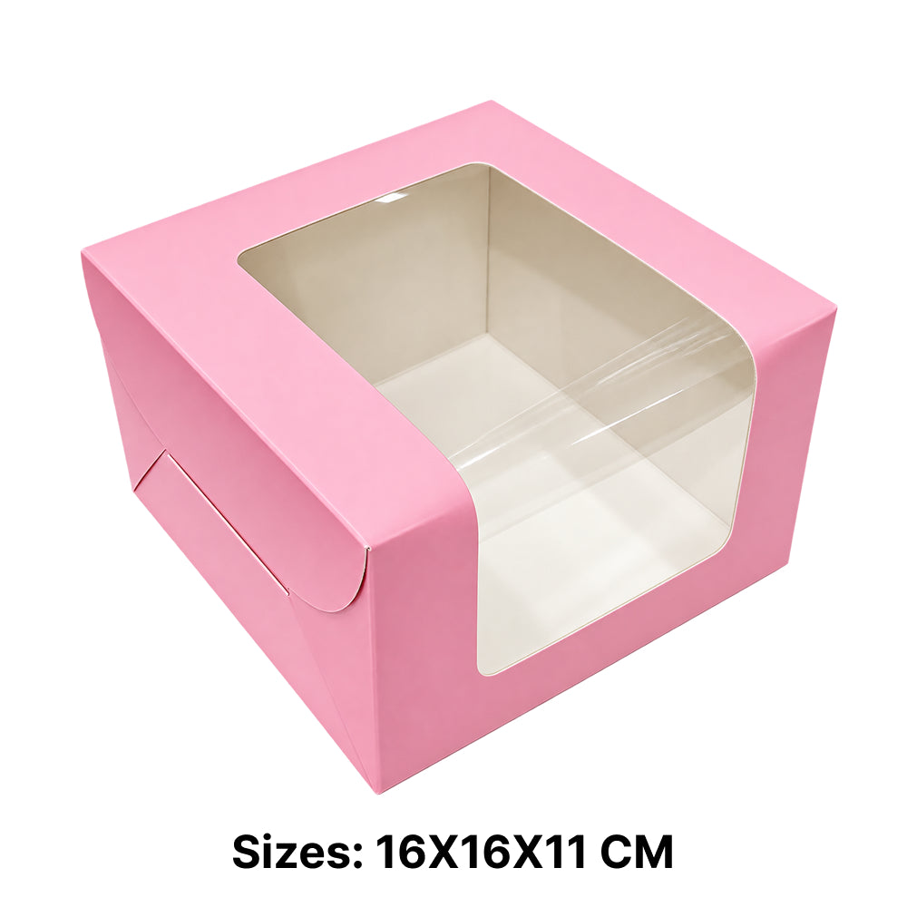 Bento Cake Box with Transparent Window Multicolor 6x6x4 (Pack Of 10)| CB010