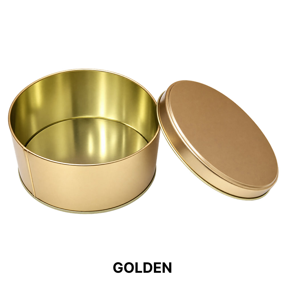 CL082 Matte Round Metal Gift Tin Box with Lid – 4 PCS Bundle Pack (5.5 x 2.5 Inch)