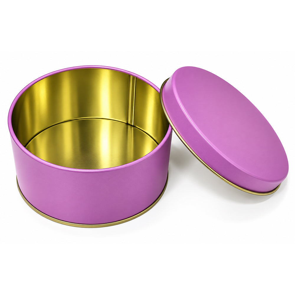 CL083 Matte Round Metal Gift Tin Box with Lid – 4 PCS Bundle Pack (4 x 2.5 Inch)