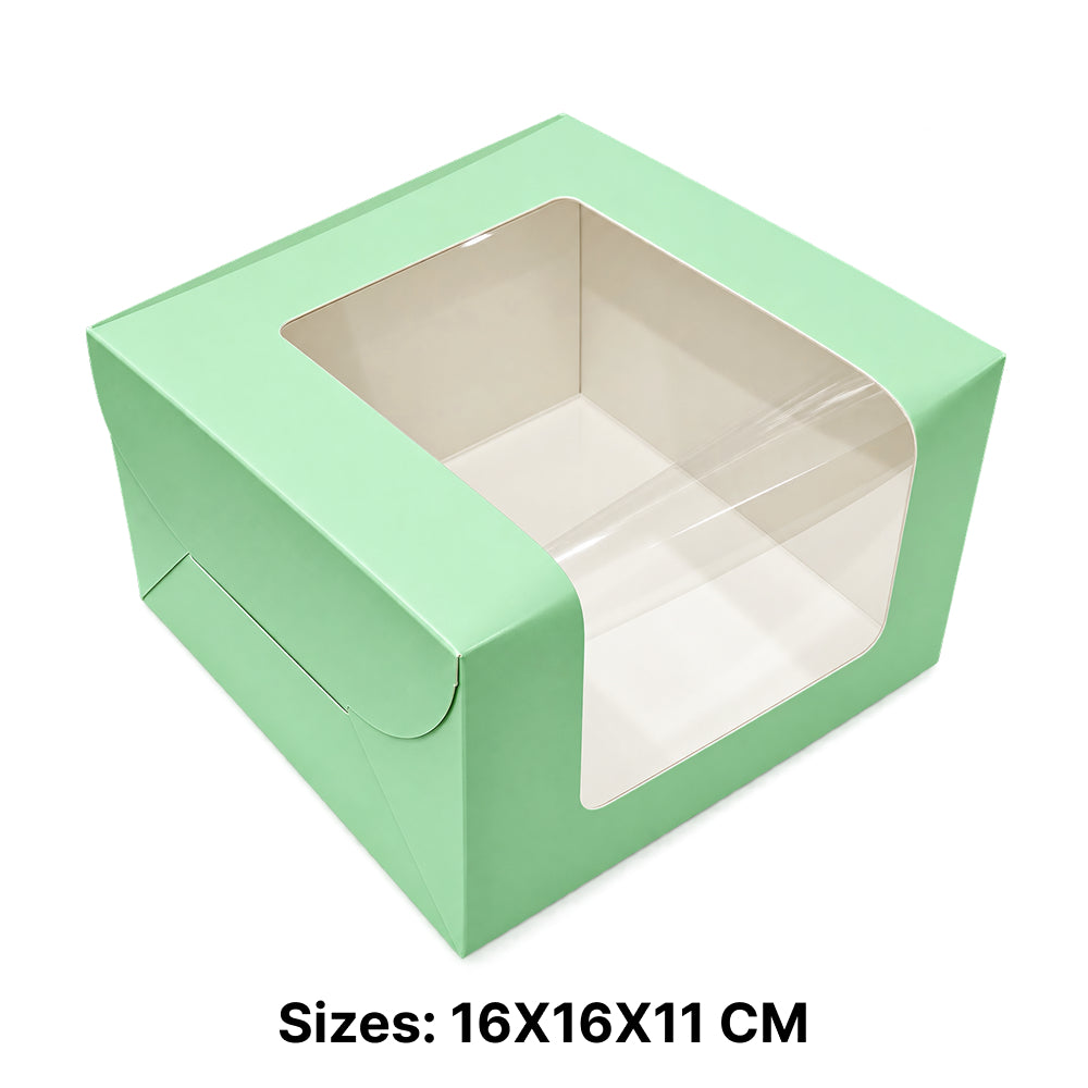 Bento Cake Box with Transparent Window Multicolor 6x6x4 (Pack Of 10)| CB010