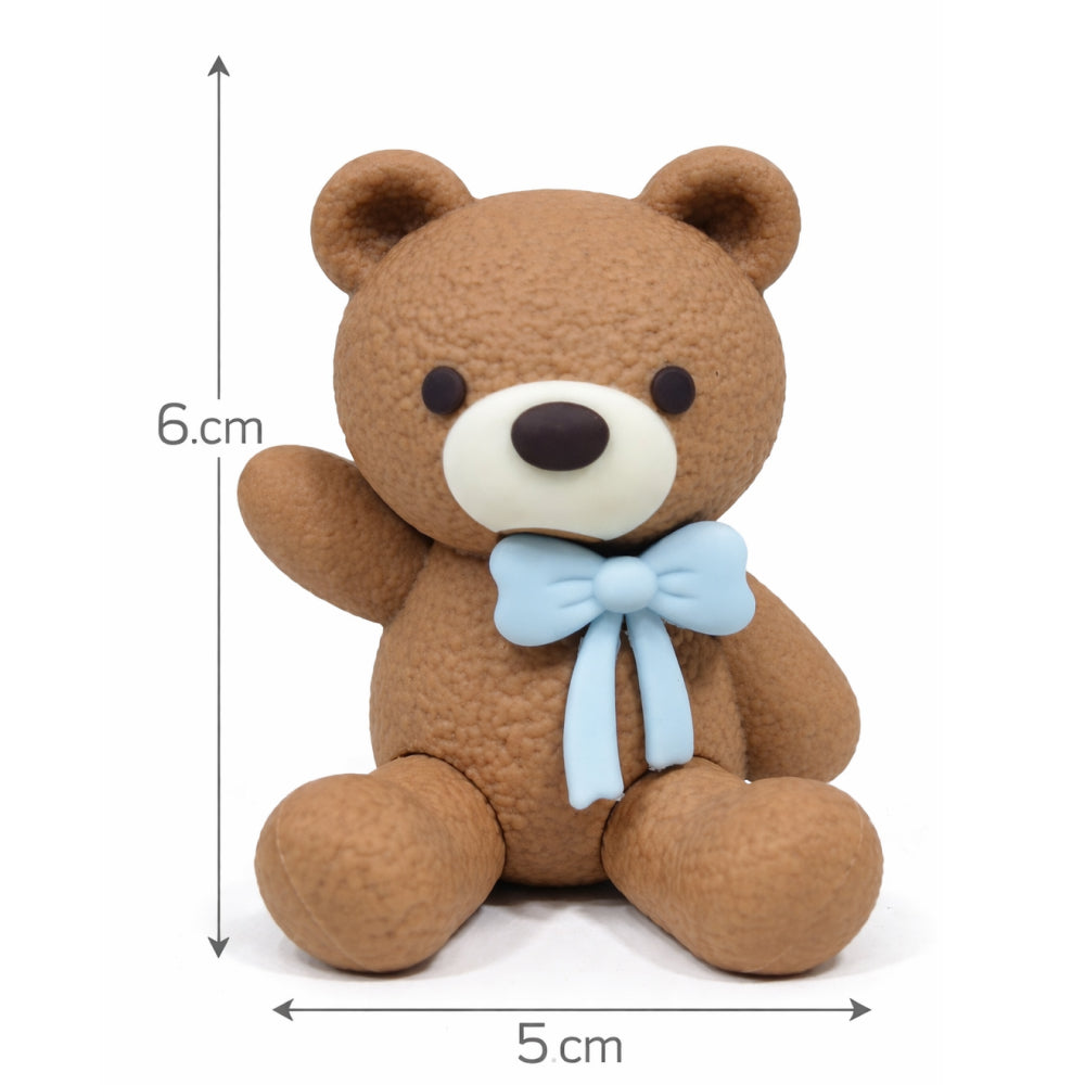 Cute Teddy Cake Topper Set – Bow Bear Decoration (Heavy Rubber) | CTT070