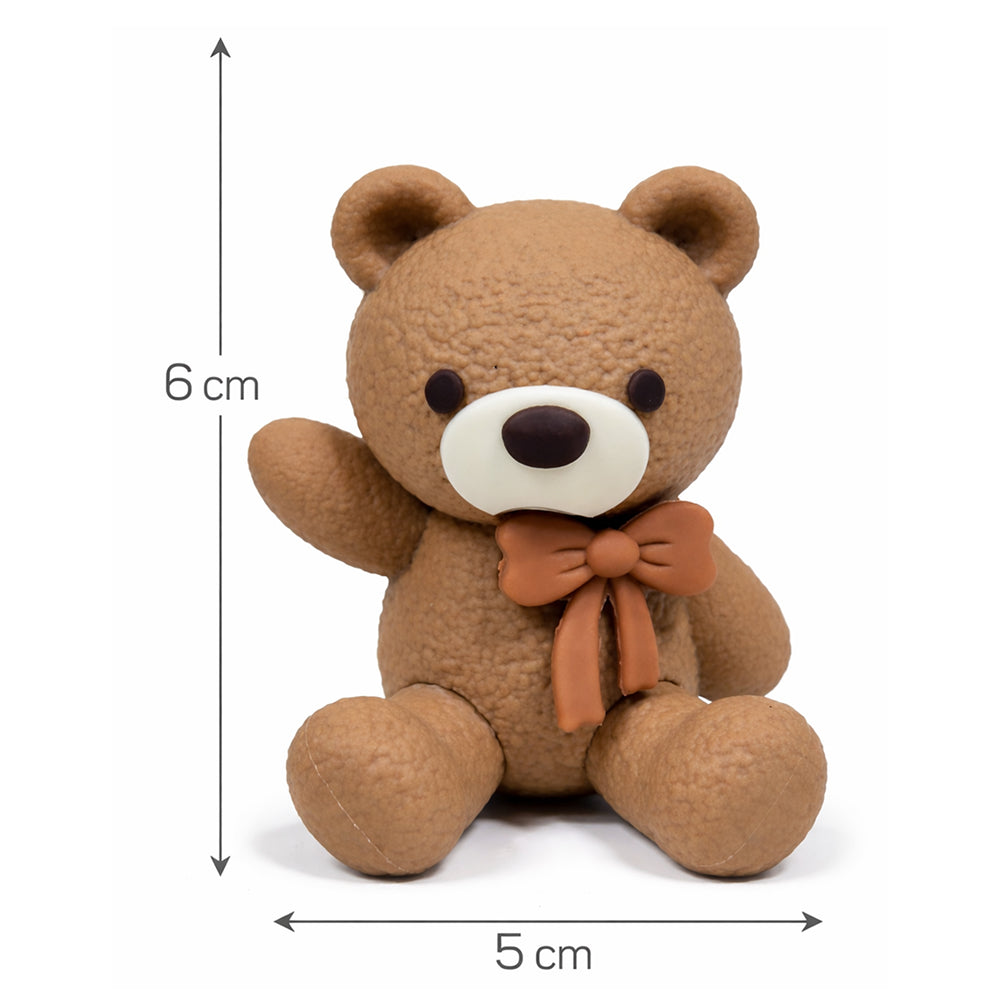 Cute Teddy Cake Topper Set – Bow Bear Decoration (Heavy Rubber) | CTT070