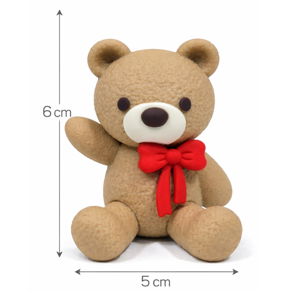 Cute Teddy Cake Topper Set – Bow Bear Decoration (Heavy Rubber) | CTT070