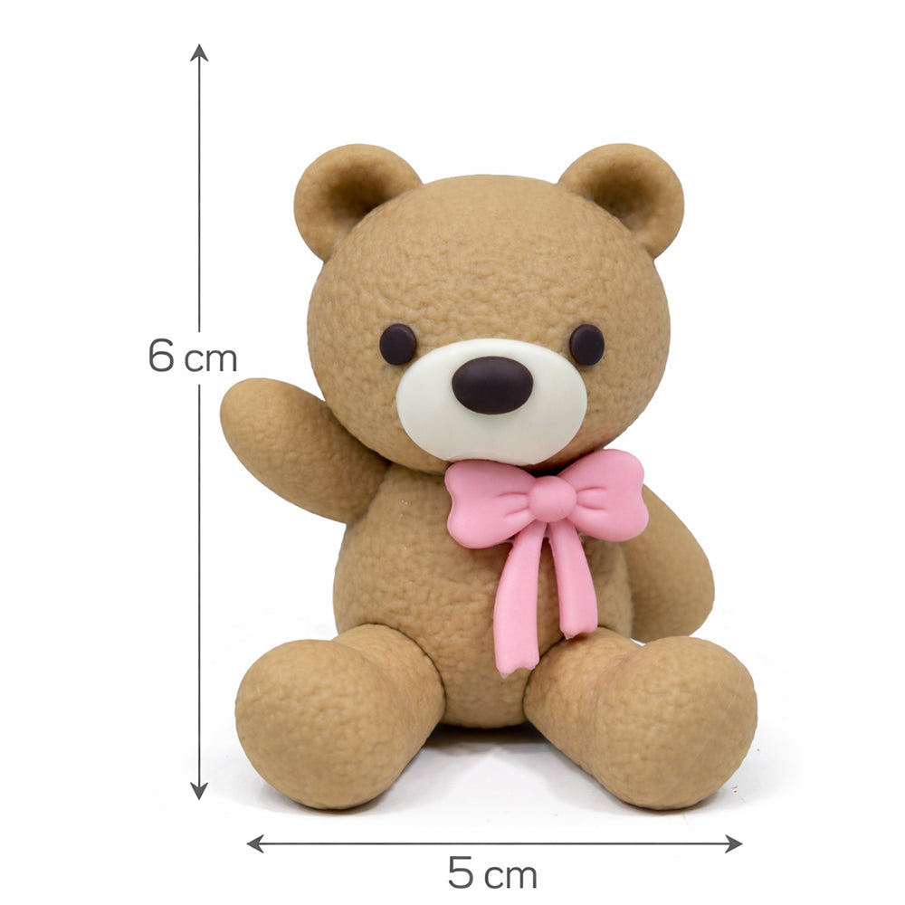 Cute Teddy Cake Topper Set – Bow Bear Decoration (Heavy Rubber) | CTT070