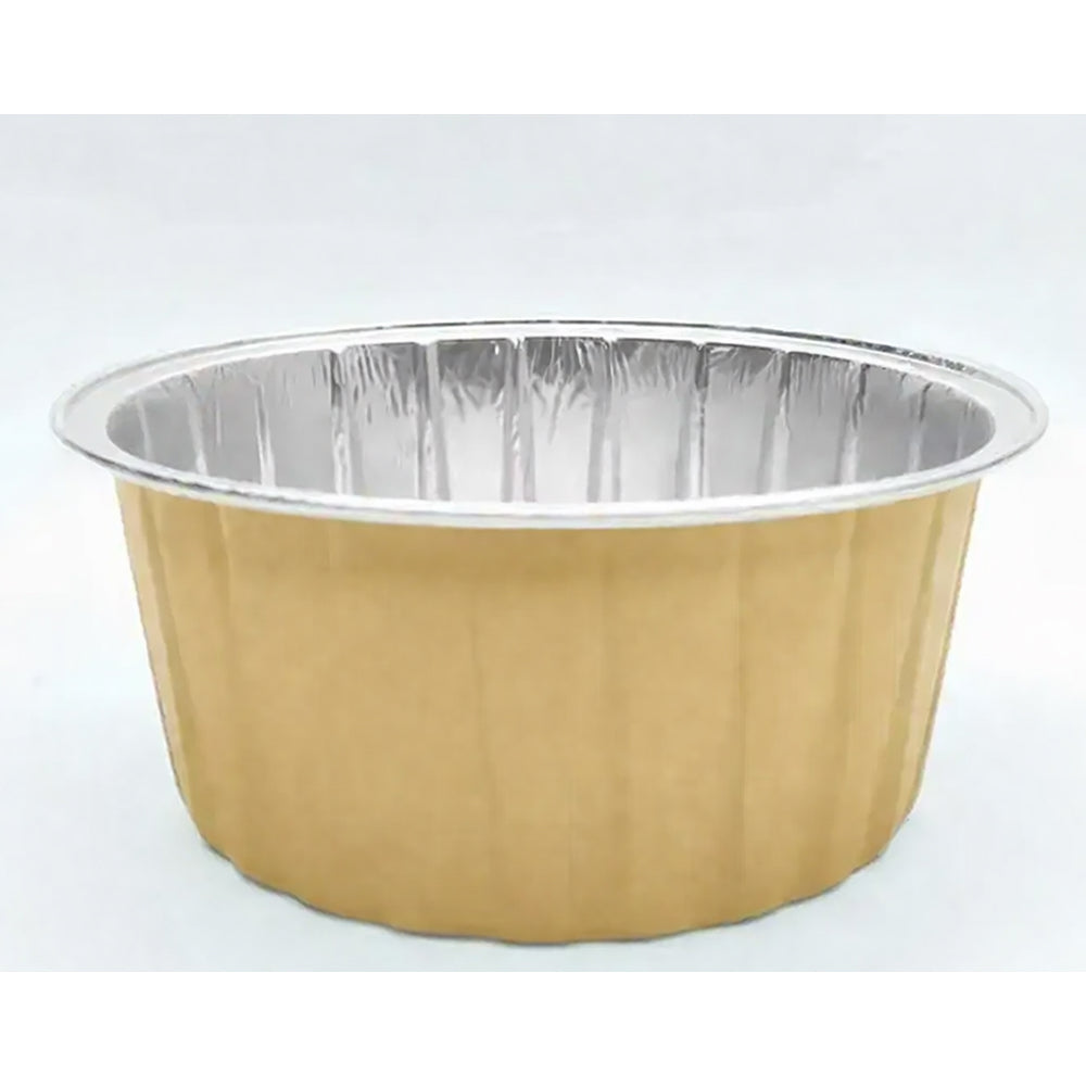 125ml Round Foil Container With Lid 10 Pieces Pack – Golden & Red Bake N Serve Cups CL085
