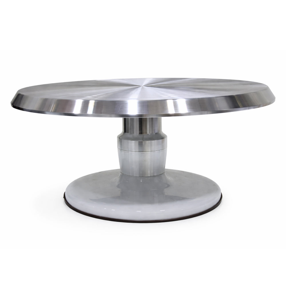 Steel cake turntable on a white background