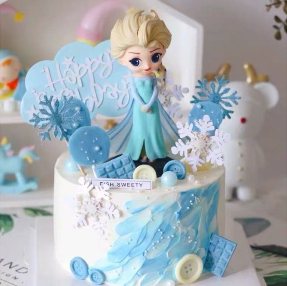 Frozen Miniature Cake Toy Topper placed on themed cake for decoration example