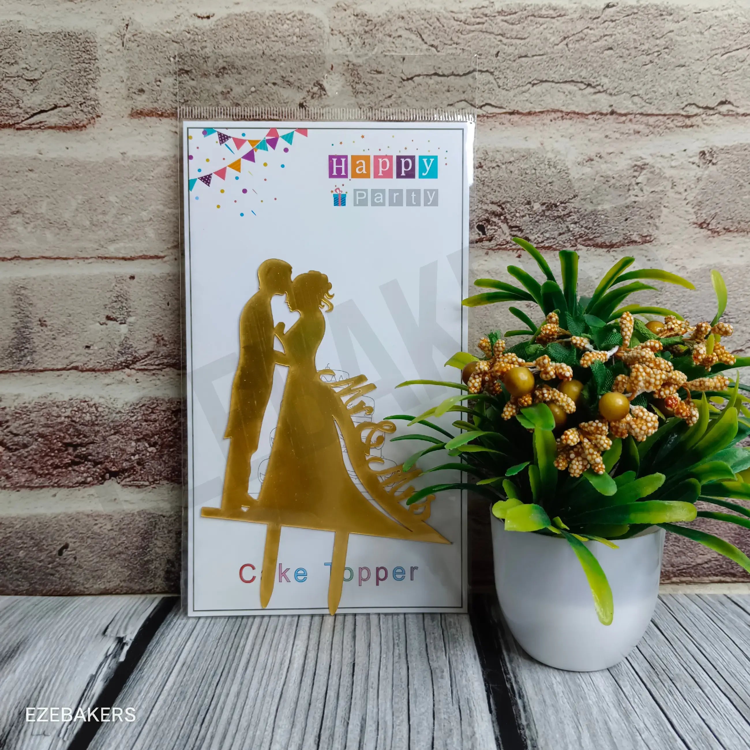 Gold, Rose Gold and Silver Acrylic Mr & Mrs Cake Toppers  TPR151