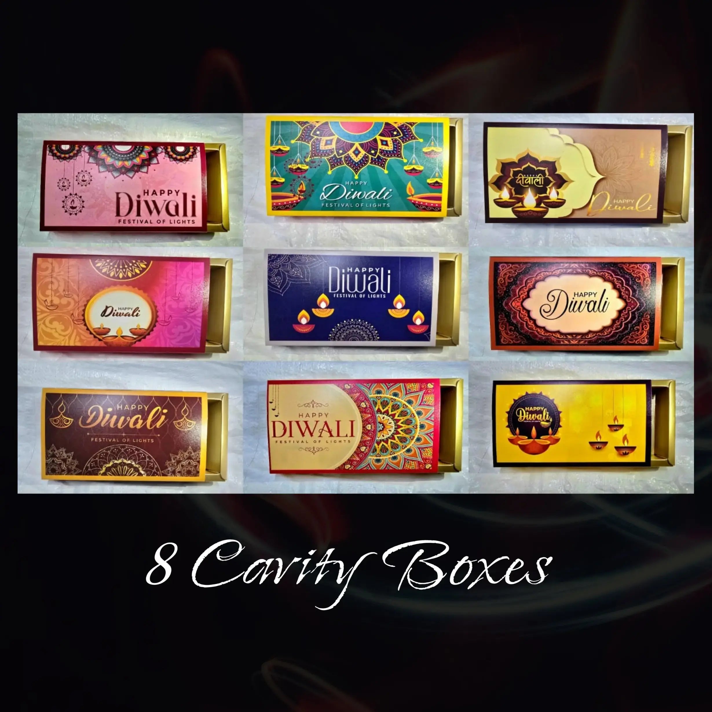 Diwali Chocolate Box – 8 Cavity Design | Pack of 10 | CB030