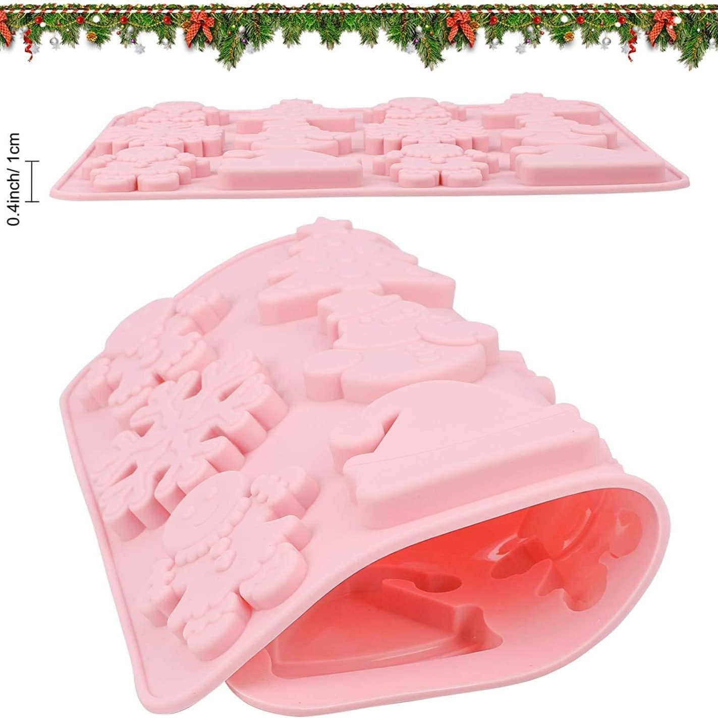 Christmas Chocolate Moulds Silicone Fondant Mold Xmas Tree Snowman, Snowflake , Gingerbread CM232