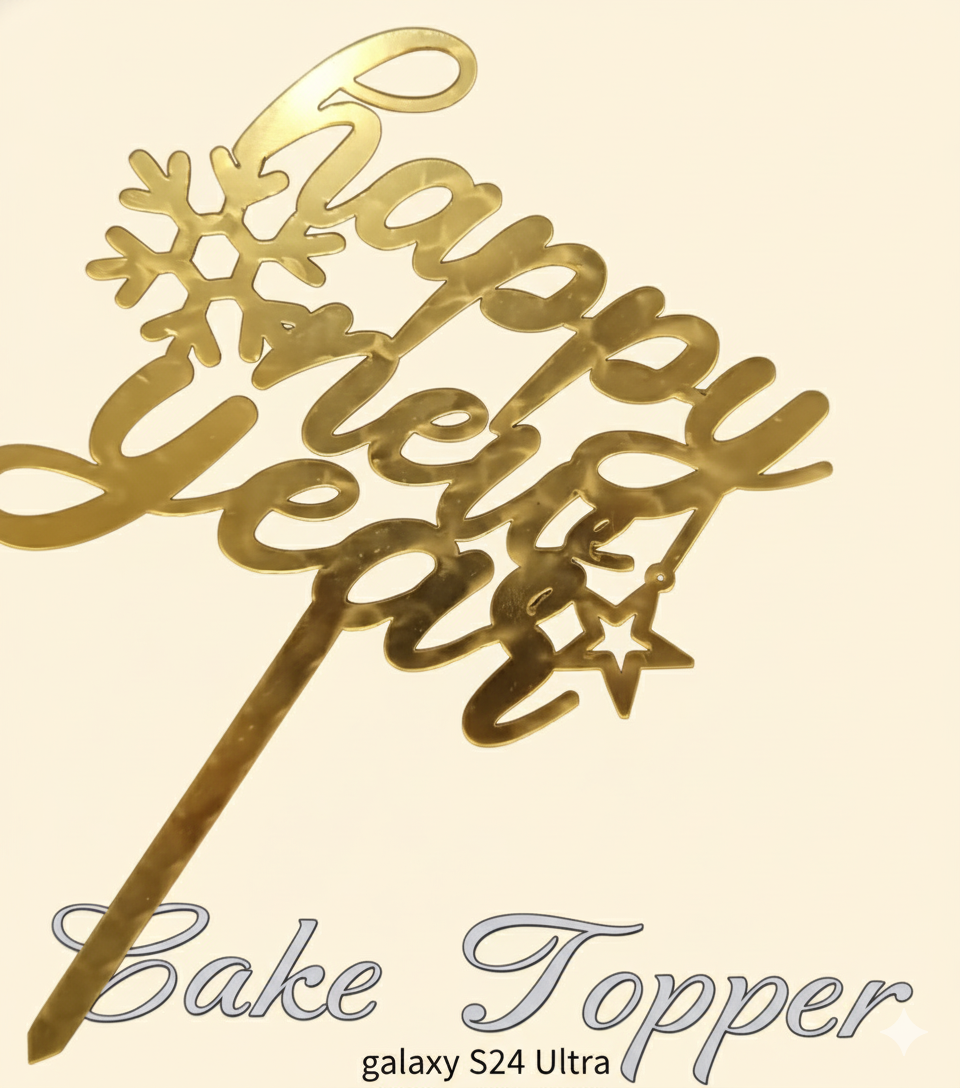 Happy New Year Gold Acrylic Cake Topper – 4.5 Inches | TPR225