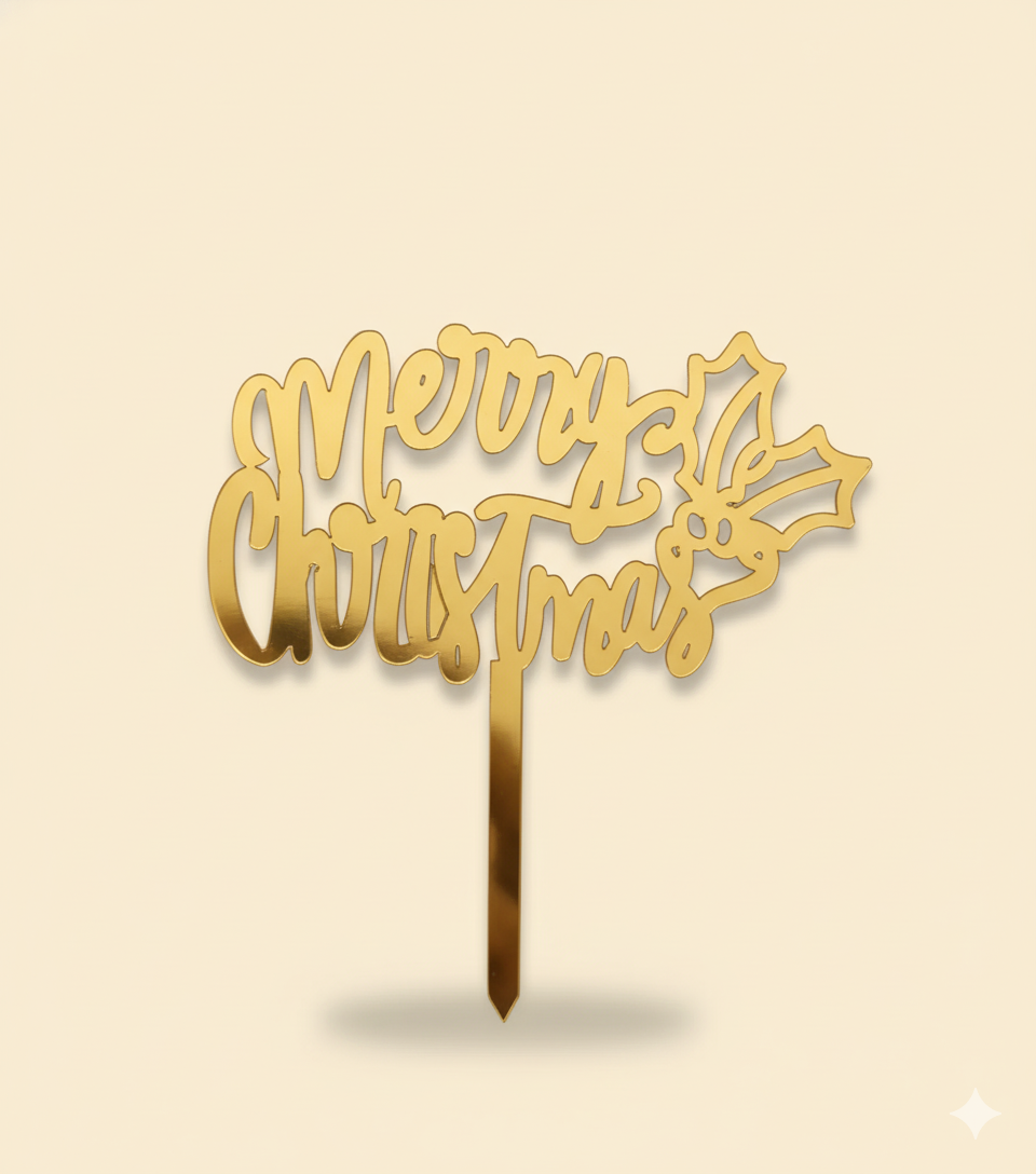 Acrylic Christmas Cake Topper – 4.5 Inch Festive Design | TPR224