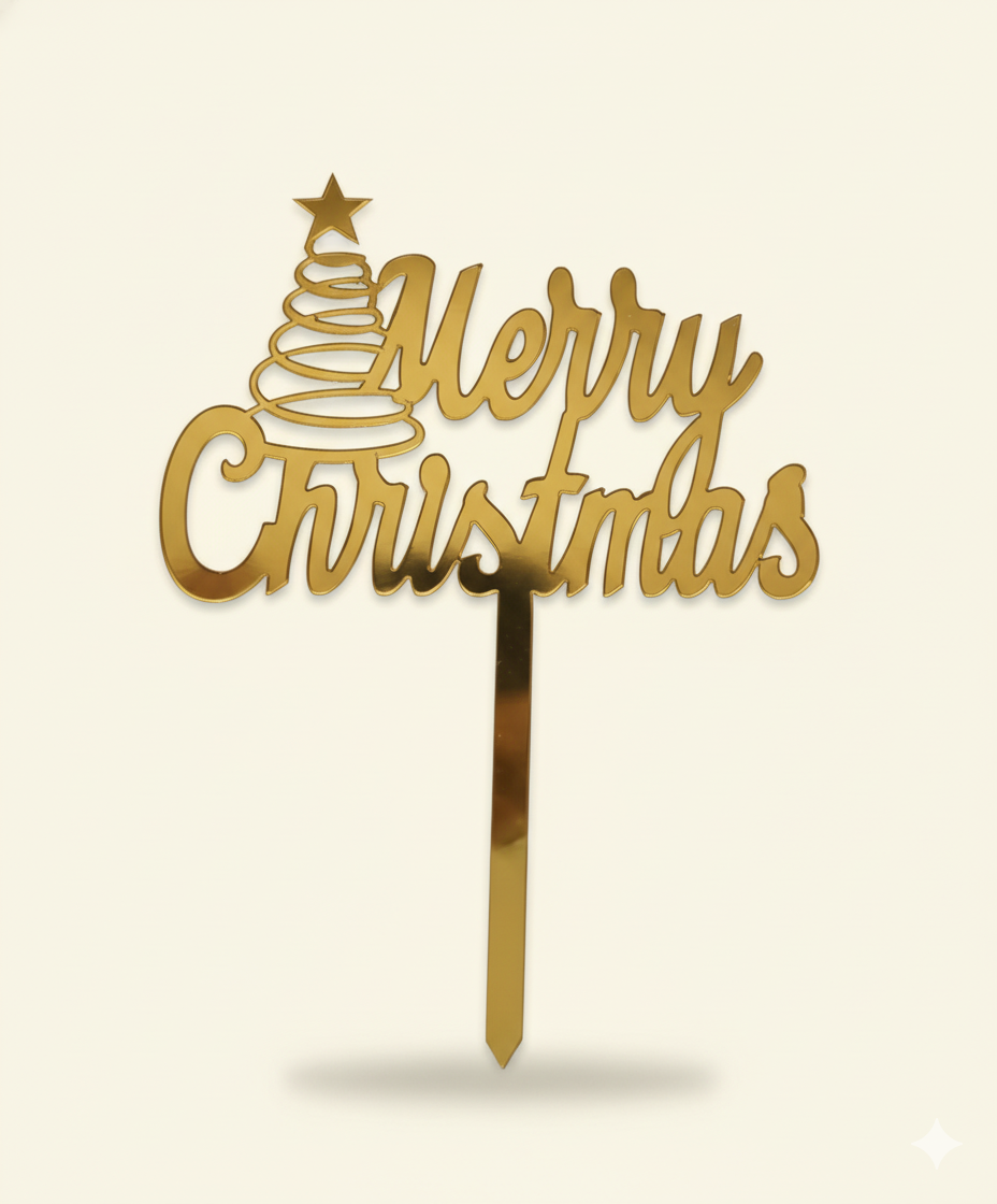 Acrylic Christmas Cake Topper – 4.5 Inch Festive Design | TPR224