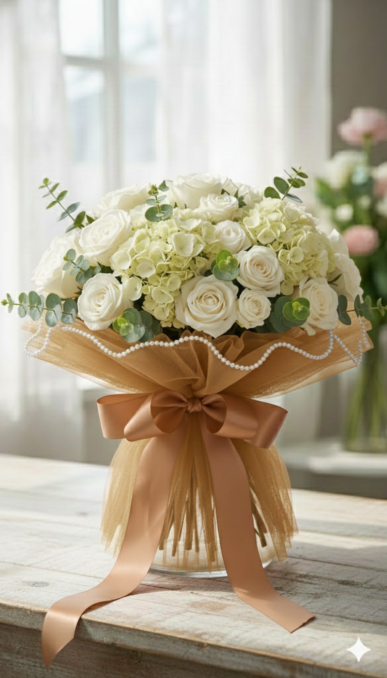 🎀 Elegant Pleated Tulle Fabric Roll (3 Meter) with Pearl Trim  TPR232