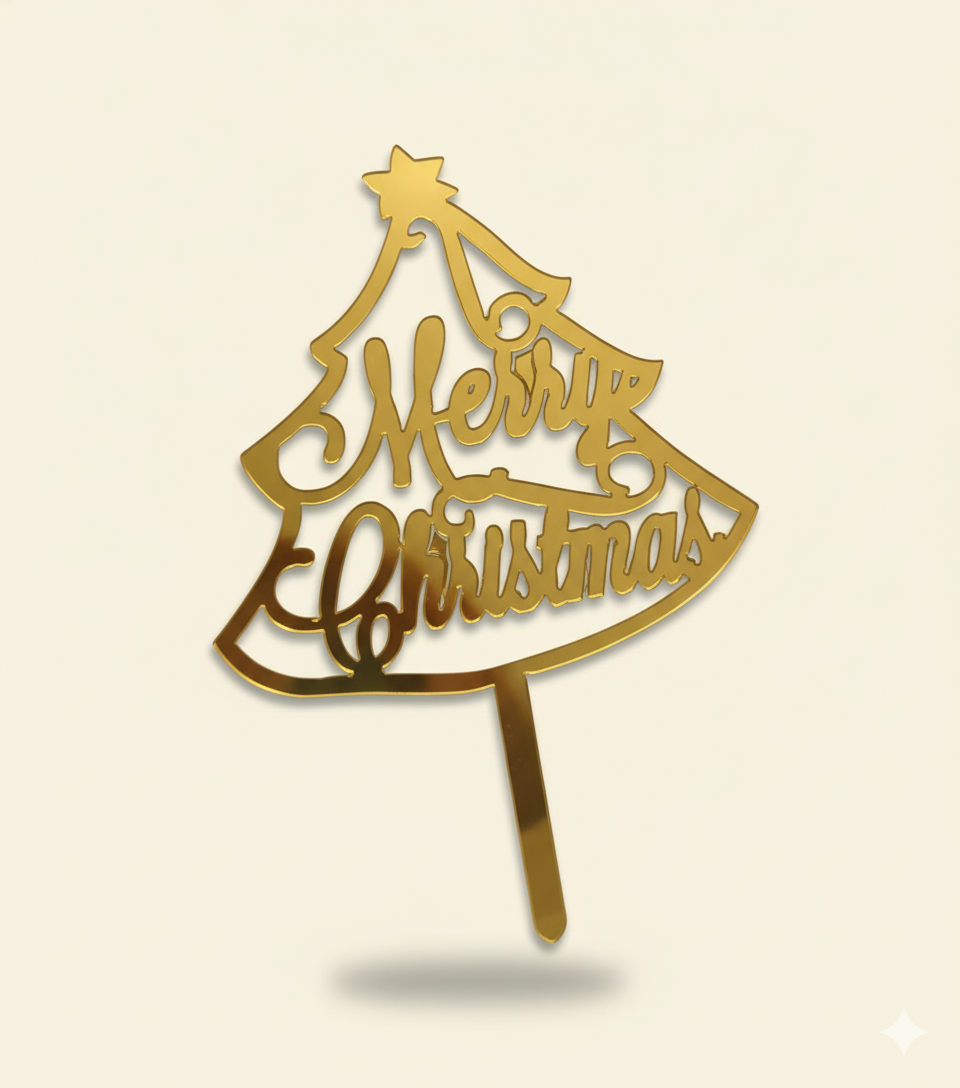 Acrylic Christmas Cake Topper – 4.5 Inch Festive Design | TPR224