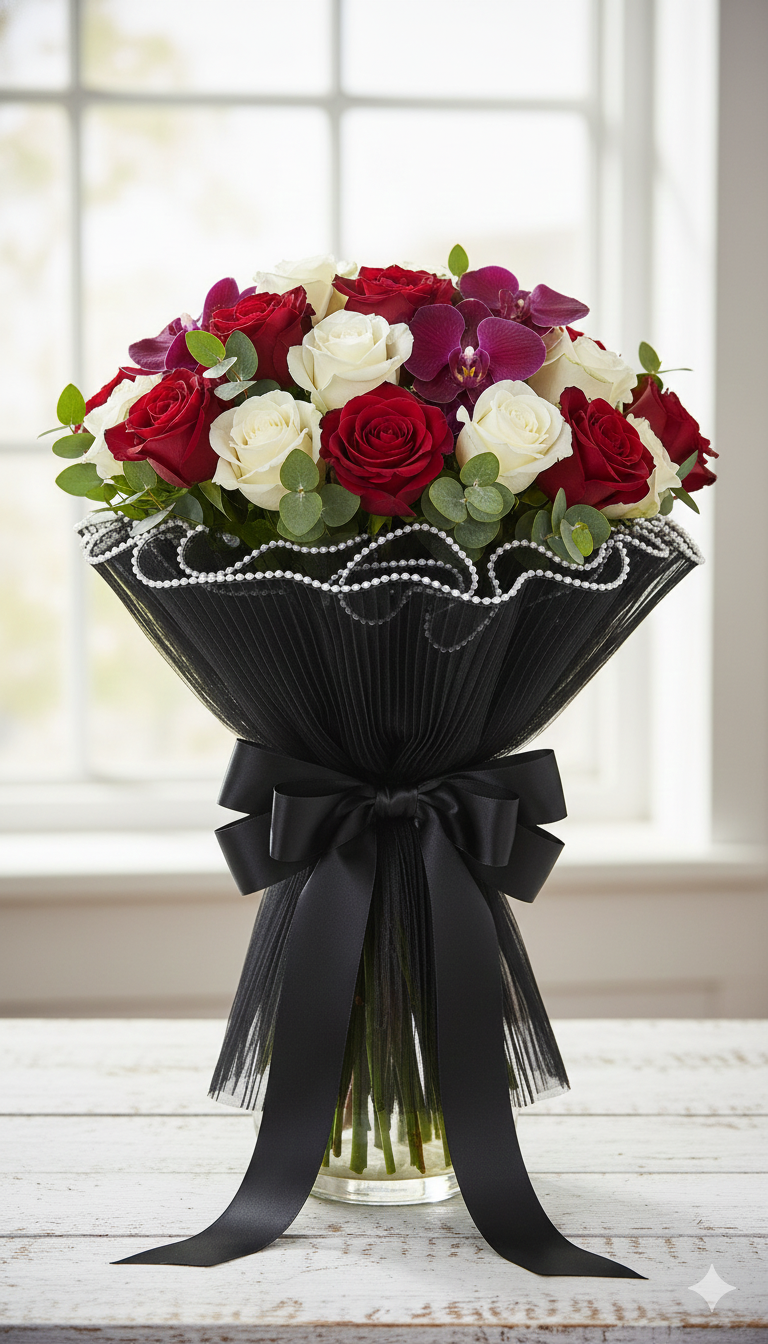 🎀 Elegant Pleated Tulle Fabric Roll (3 Meter) with Pearl Trim  TPR232