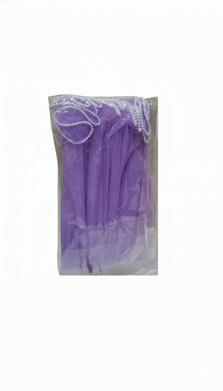 🎀 Elegant Pleated Tulle Fabric Roll (3 Meter) with Pearl Trim  TPR232