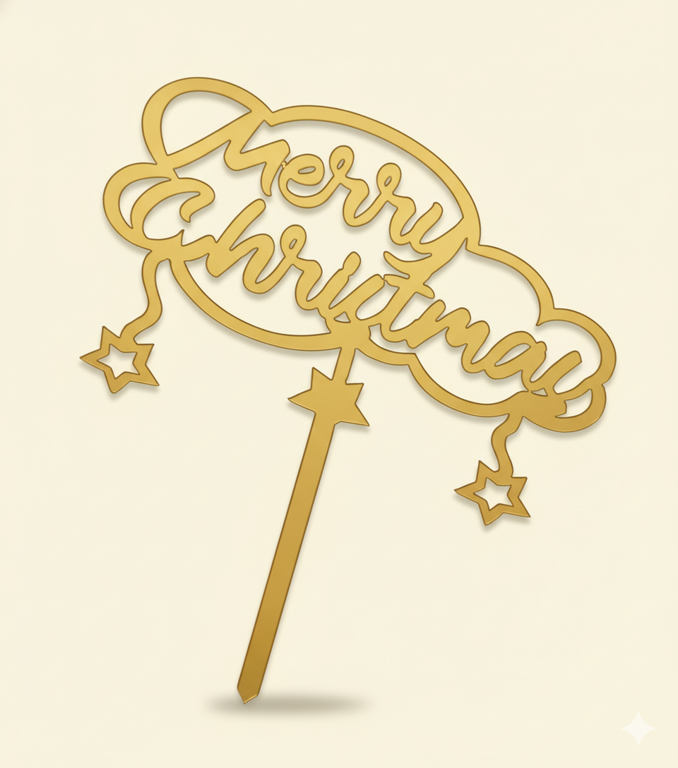 Acrylic Christmas Cake Topper – 4.5 Inch Festive Design | TPR224