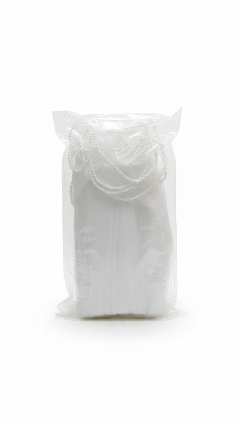 🎀 Elegant Pleated Tulle Fabric Roll (3 Meter) with Pearl Trim  TPR232