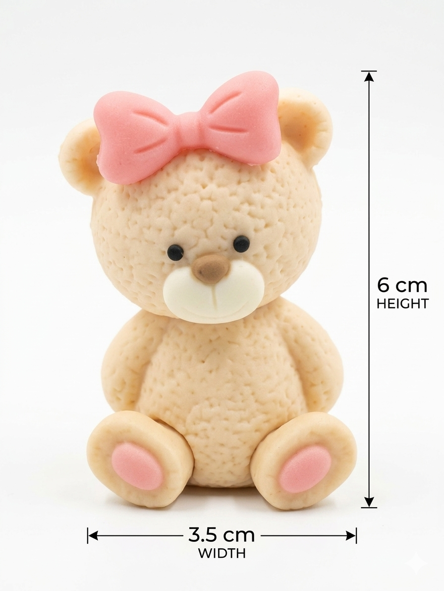 Mini Teddy Bear Cake Topper Set – Heavy Silicone Cute Bear Decoration | Multicolour | CTT055