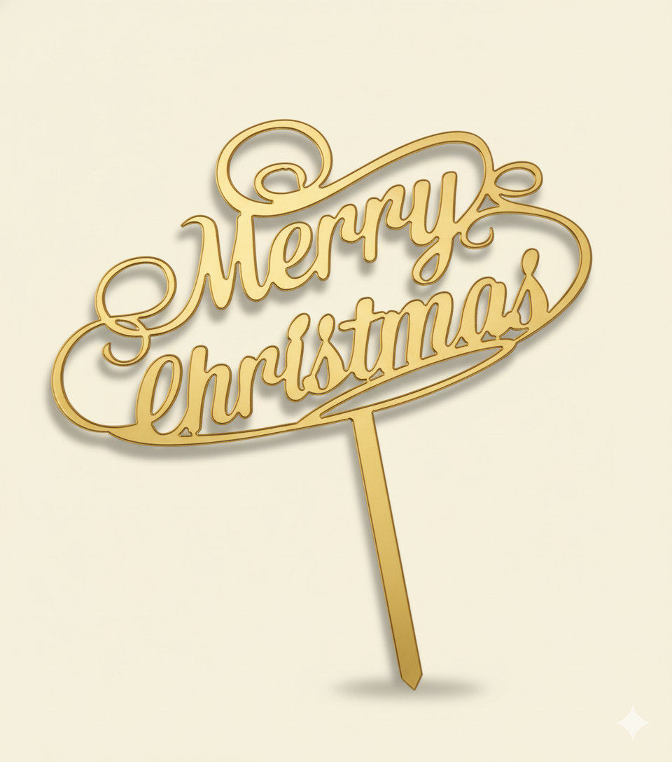 Acrylic Christmas Cake Topper – 4.5 Inch Festive Design | TPR224