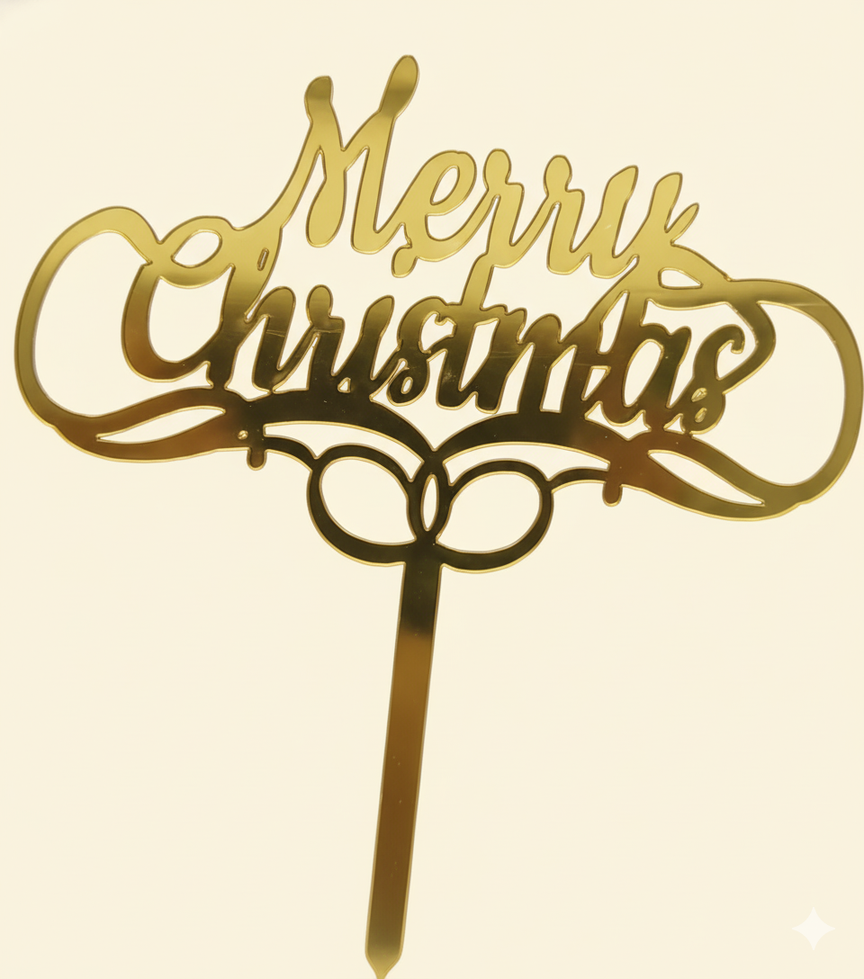 Acrylic Christmas Cake Topper – 4.5 Inch Festive Design | TPR224