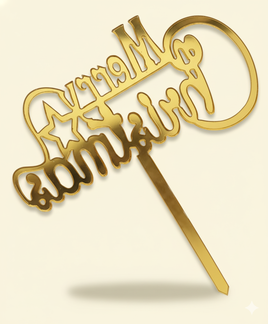 Acrylic Christmas Cake Topper – 4.5 Inch Festive Design | TPR224