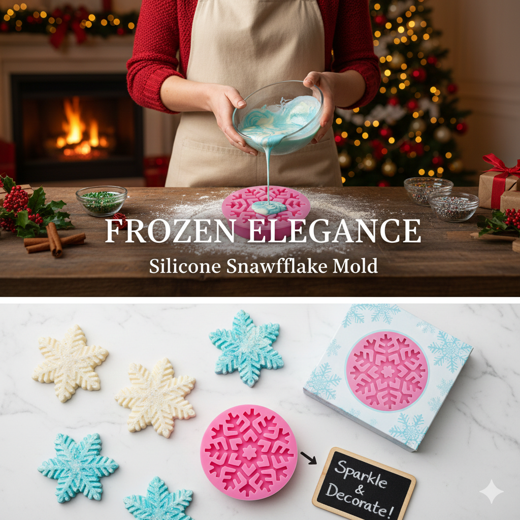 Large Single Detailed Christmas Snowflake Silicone Mold – Cake Topper & Plaque | FM173