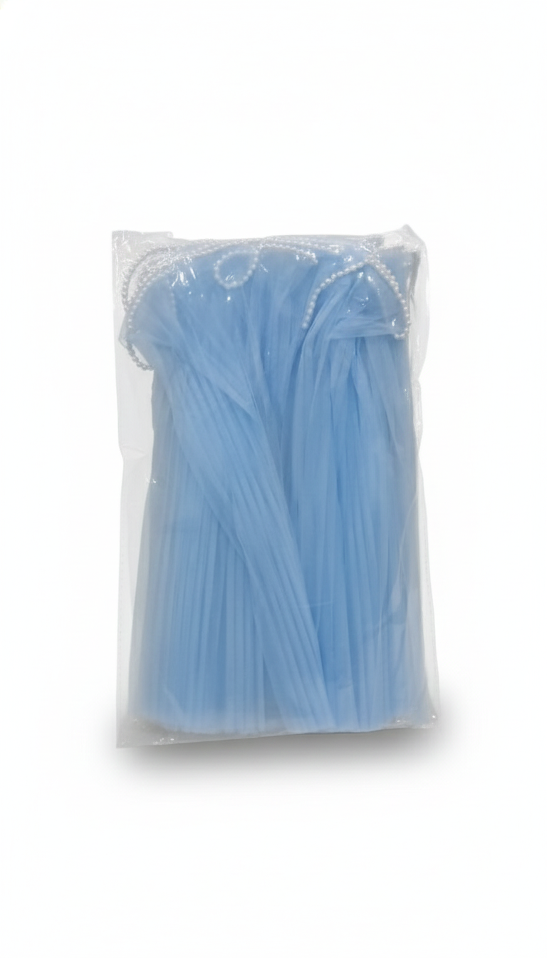 🎀 Elegant Pleated Tulle Fabric Roll (3 Meter) with Pearl Trim  TPR232