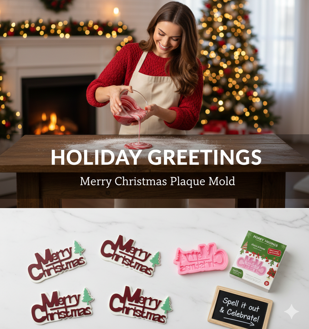 FM144 Merry Christmas Silicone Mold – Fondant, Chocolate & Resin Craft