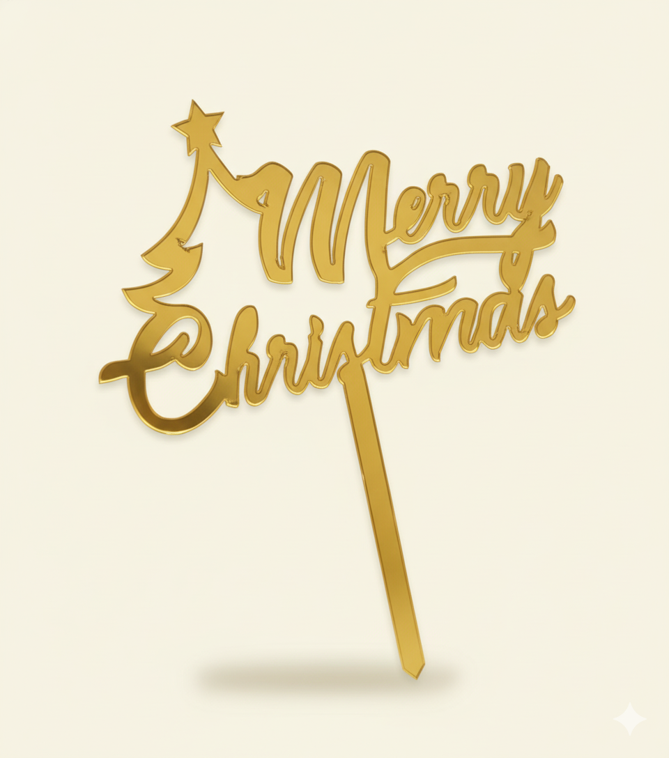 Acrylic Christmas Cake Topper – 4.5 Inch Festive Design | TPR224