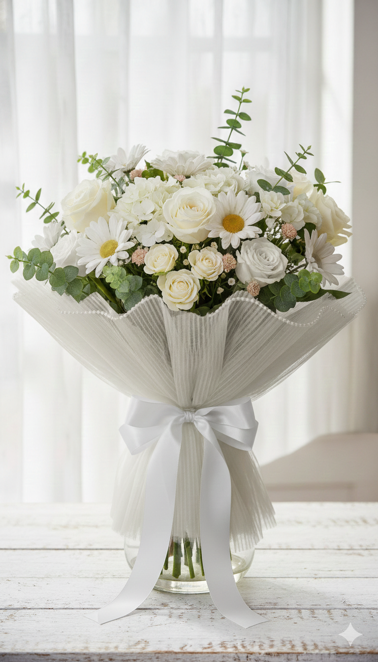 🎀 Elegant Pleated Tulle Fabric Roll (3 Meter) with Pearl Trim  TPR232