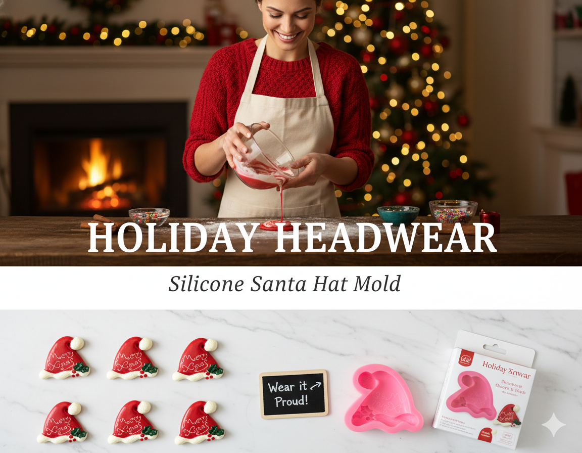 Merry Christmas Santa Hat Silicone Mold – Cake Decorating & Resin Art | FM147