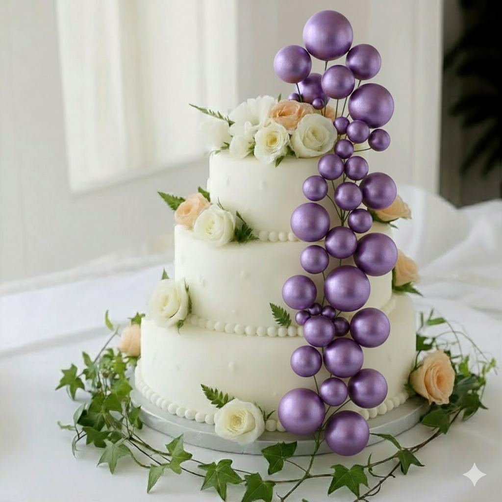 Shining Faux Ball Toppers for Cake Decoration TPR071