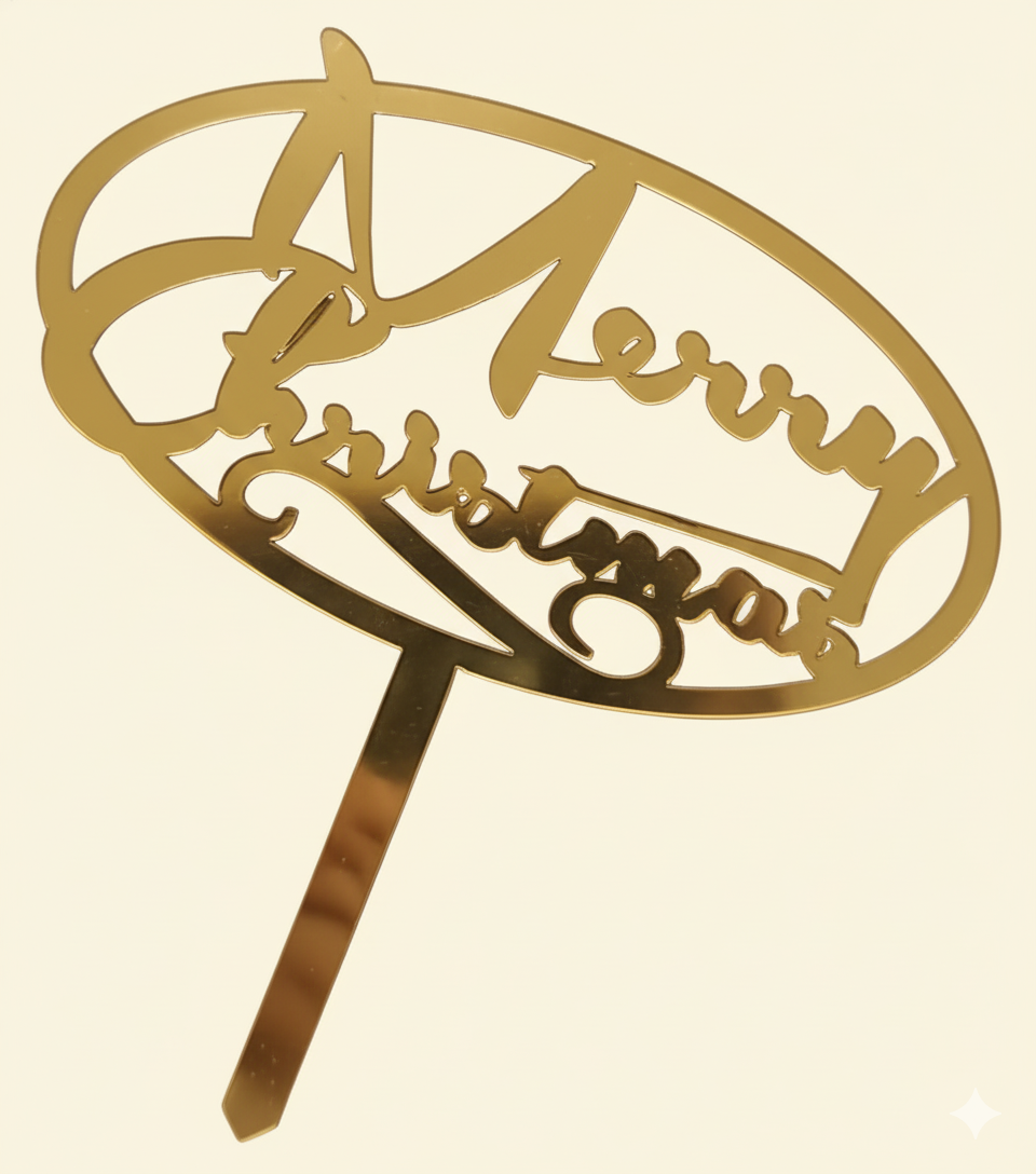 Acrylic Christmas Cake Topper – 4.5 Inch Festive Design | TPR224