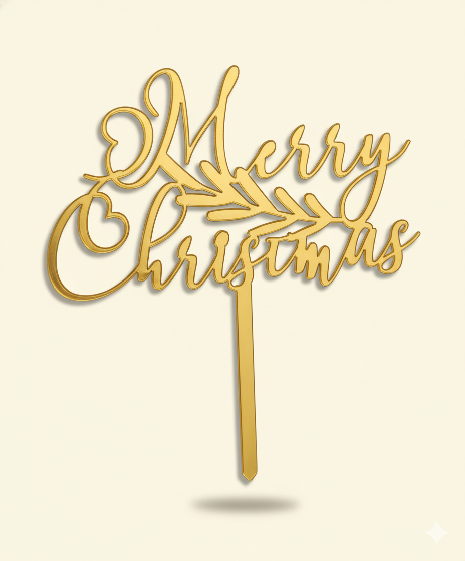 Acrylic Christmas Cake Topper – 4.5 Inch Festive Design | TPR224