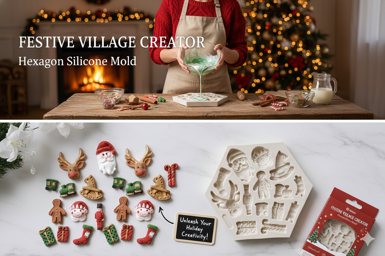 15-Cavity Christmas Santa, Reindeer, Toy & Gift Elements Silicone Mold | FM164