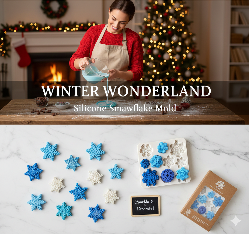 10-Cavity Detailed Snowflake Silicone Mold – Fondant, Chocolate & Winter Decor | FM160