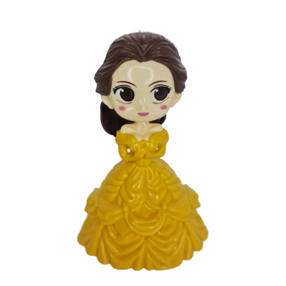 Girl With Yellow Gown Miniature Cake Toy Topper on white background for clear product view