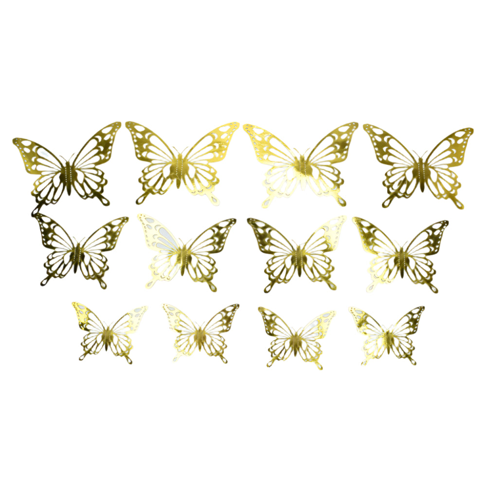 Golden Butterfly Cake Toppers arranged on a white background for clear view