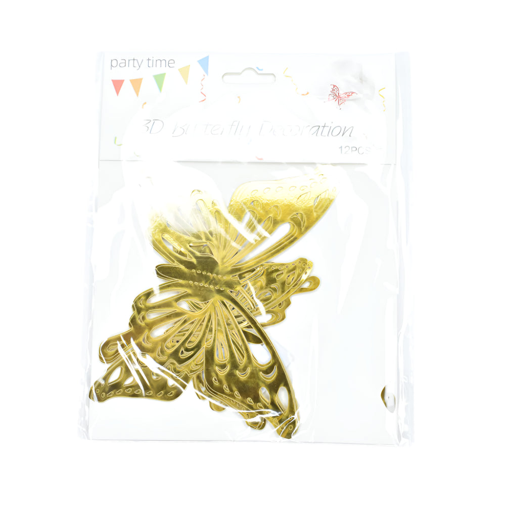 Golden Butterfly Cake Topper packet displayed on a white background for clear view