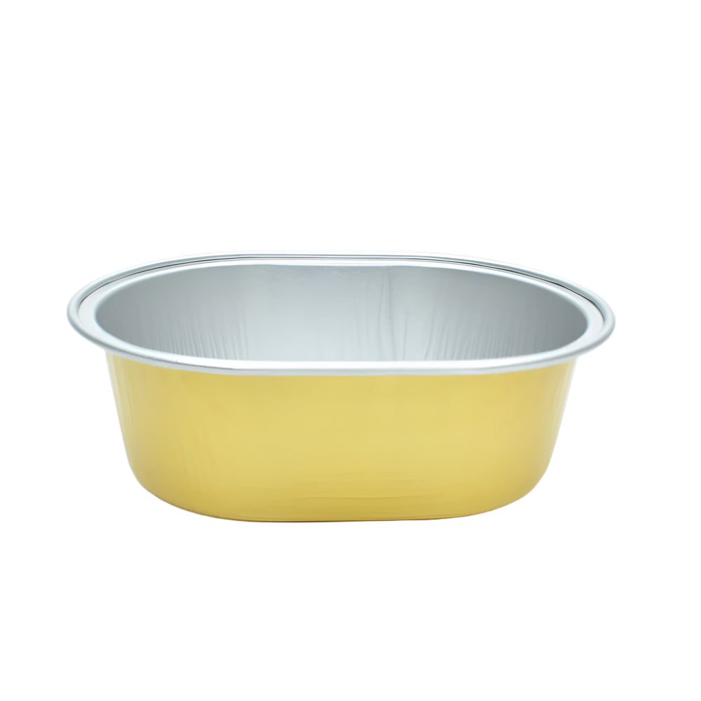 Golden Egg Shaped Foil Containers on a white background.