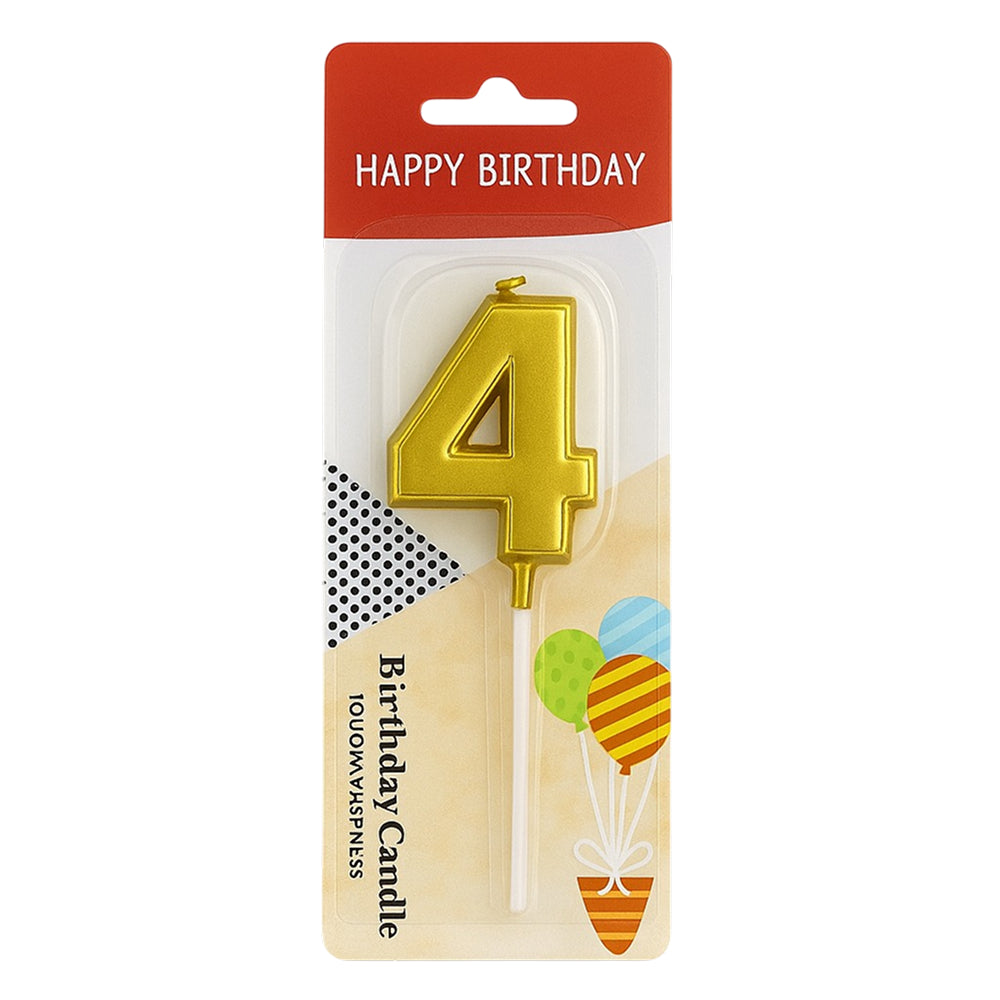 Close-up of Golden Number 0 Candle in packaging on white background