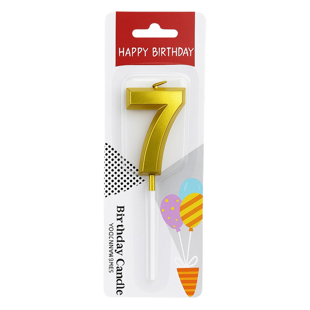 Close-up of Golden Number 0 Candle in packaging on white background
