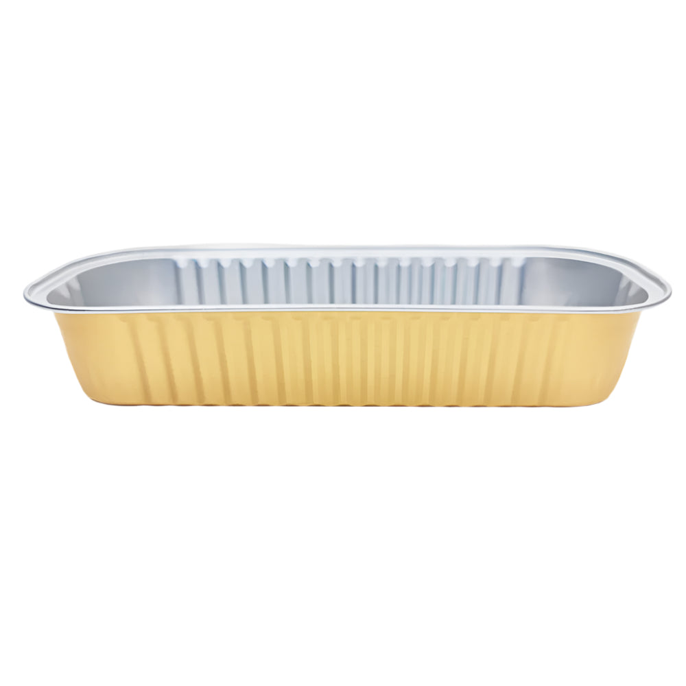 Golden Rectangular Foil Containers on a white background